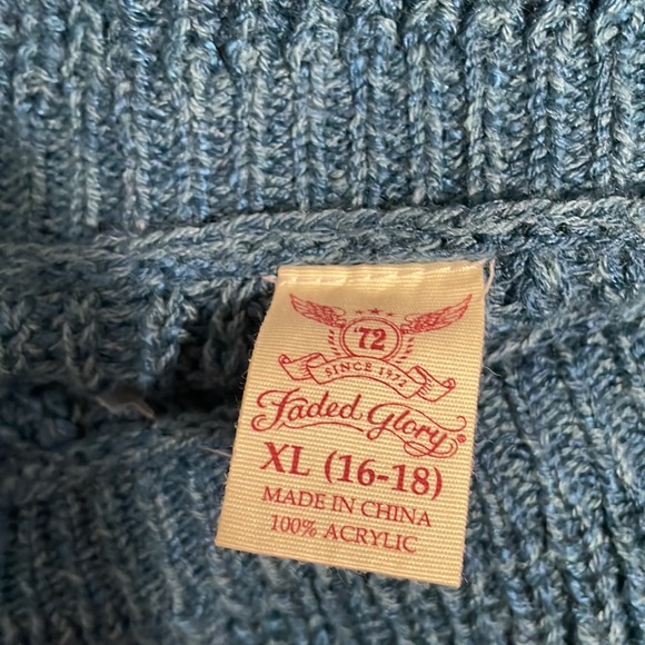 Faded Glory Aqua Baltic Sea Shawl Collar High Low Womens Sweater Size XL (16-18) - Picture 9 of 16